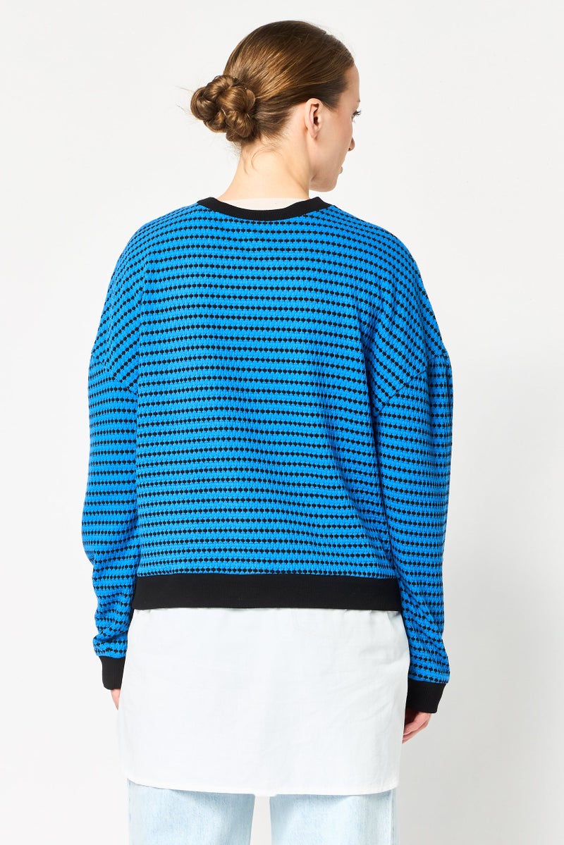 promod Women Crew Neck Textured Sweater, Multicolor - Image 4